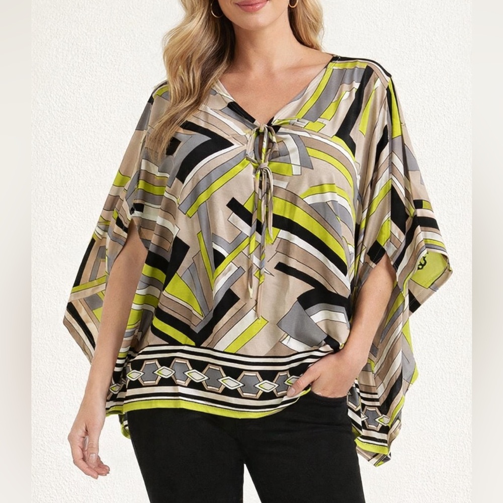 3/$25 Michael Kors Cape Style Blouse | Bold Neon Print | Size S